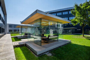 Die Glas Marte Glas-Pavillons fördern Motivation und Teambuilding der Continental-Mitarbeiter.